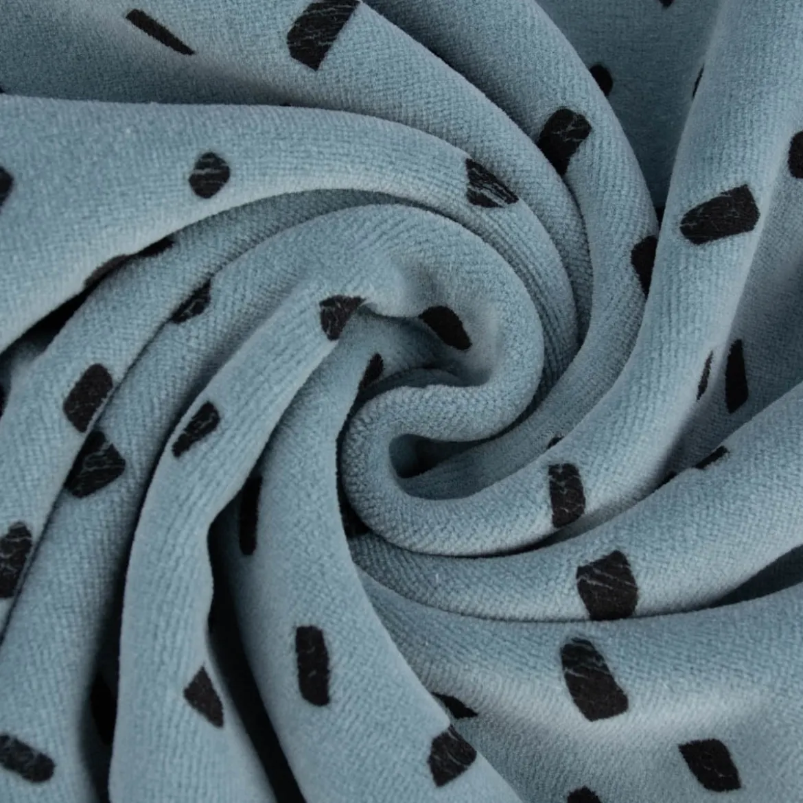 Bekleidungsstoff Nicky Tupfen Punkte jeansblau schwarz 1,55m Breite