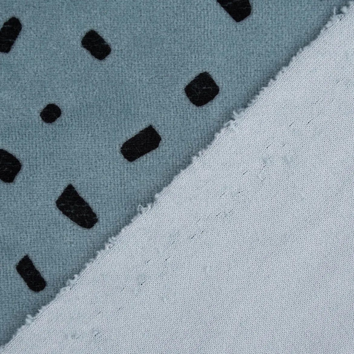 Bekleidungsstoff Nicky Tupfen Punkte jeansblau schwarz 1,55m Breite