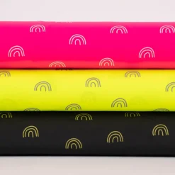 Bekleidungsstoff Polyester Regenbogen wasserabweisend reflektierend anthrazit gelb 1,4m Breite