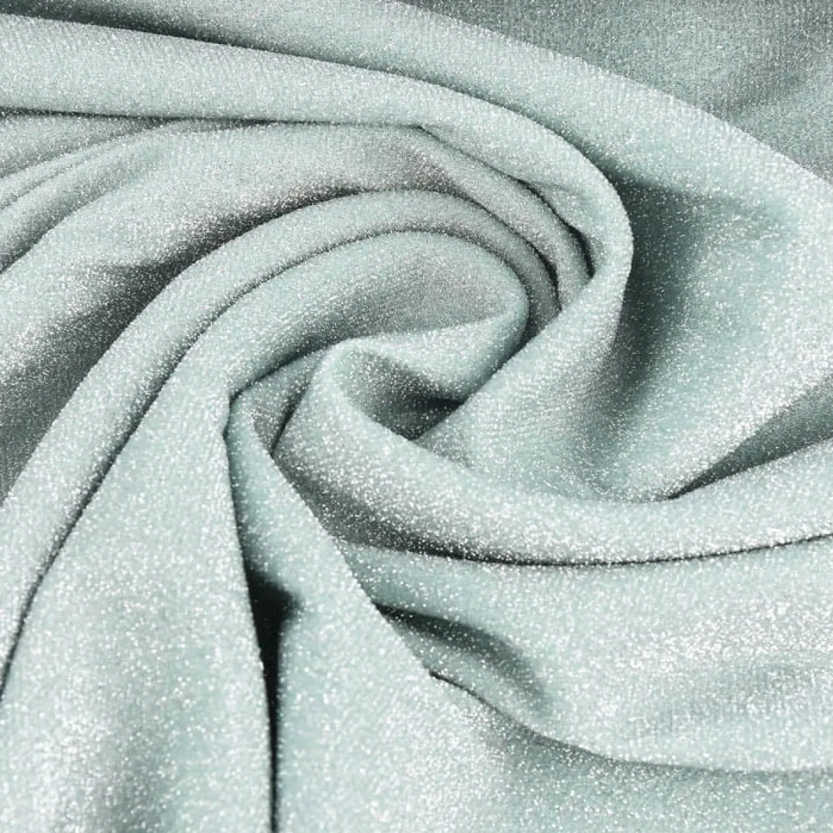 Bekleidungsstoff Polyester Glitzer mint silberfarbig 1,60m Breite