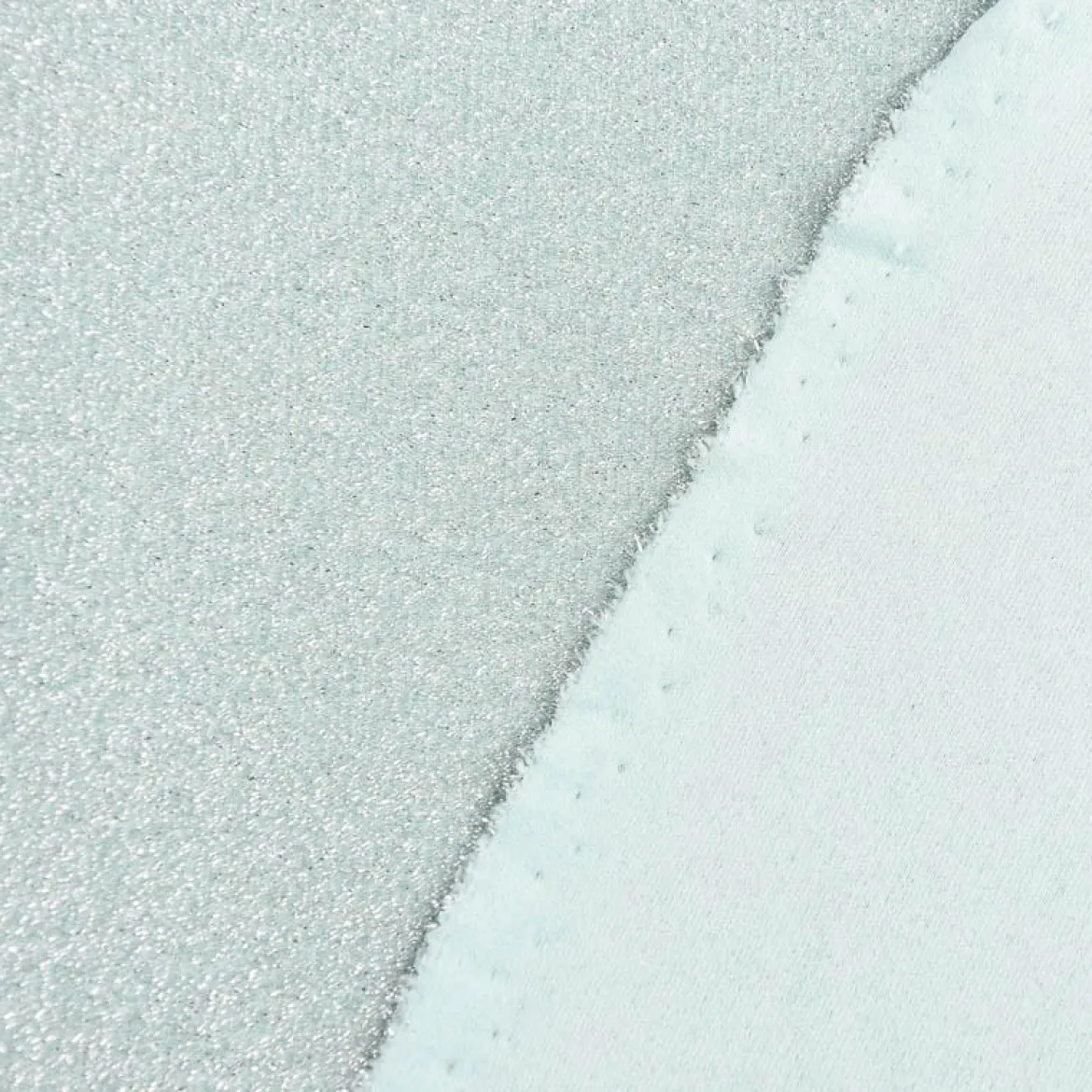 Bekleidungsstoff Polyester Glitzer mint silberfarbig 1,60m Breite