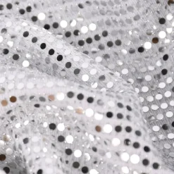 Bekleidungsstoff Stretch Lurex Pailletten Glitzer weiß silberfarbig 1,45m Breite