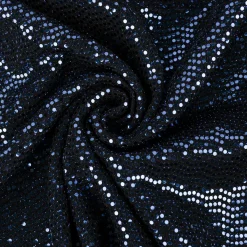 Bekleidungsstoff Stretch Lurex Pailletten Glitzer schwarz blau 1,45m Breite