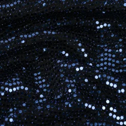 Bekleidungsstoff Stretch Lurex Pailletten Glitzer schwarz blau 1,45m Breite