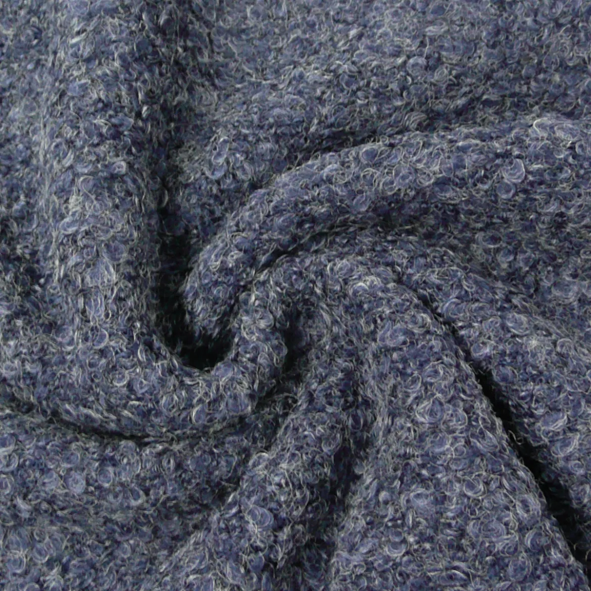 Bekleidungsstoff Strickstoff Bouclé Bouclette einfarbig dunkelblau 1,4m Breite