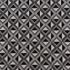 Bekleidungsstoff Viskose Jacquard Dreiecke Rauten hellgrau schwarz 1,45m Breite