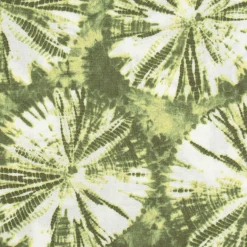 Bekleidungsstoff Viskose Leinenlook Tie Dye Batik Kreise grün weiß 1,35m Breite