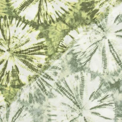 Bekleidungsstoff Viskose Leinenlook Tie Dye Batik Kreise grün weiß 1,35m Breite