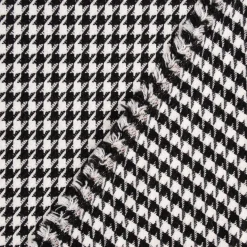 Bekleidungsstoff Viskose Pied de Poule Hahnentritt klein weiß schwarz 1,45m Breite