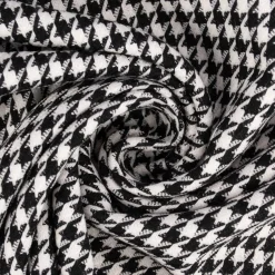 Bekleidungsstoff Viskose Pied de Poule Hahnentritt klein weiß schwarz 1,45m Breite