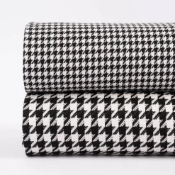 Bekleidungsstoff Viskose Pied de Poule Hahnentritt klein weiß schwarz 1,45m Breite