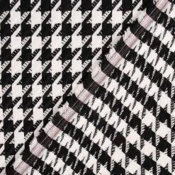 Bekleidungsstoff Viskose Pied de Poule Hahnentritt groß weiß schwarz 1,45m Breite