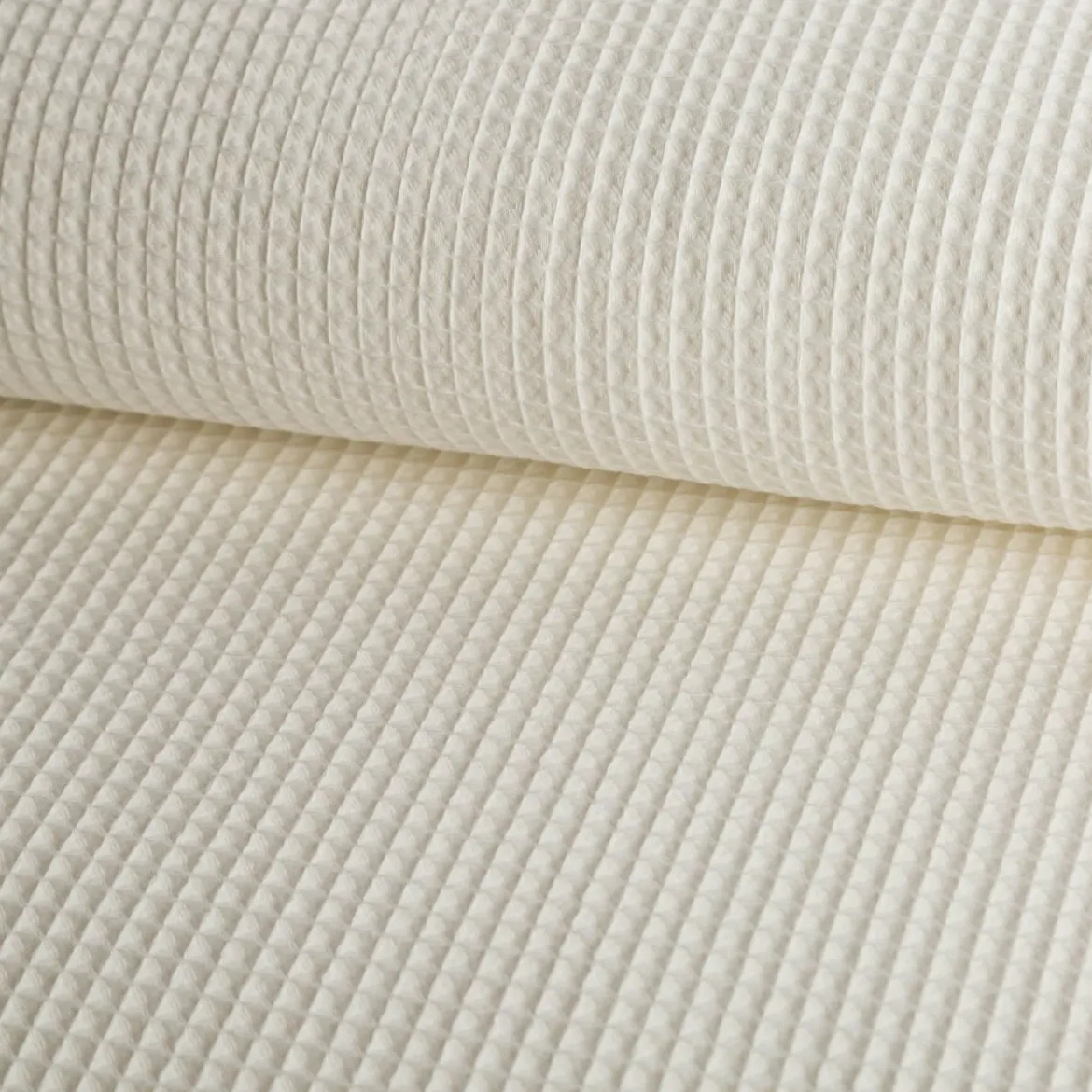 Bekleidungsstoff Waffelpique Baumwolle uni creme 1,50m Breite