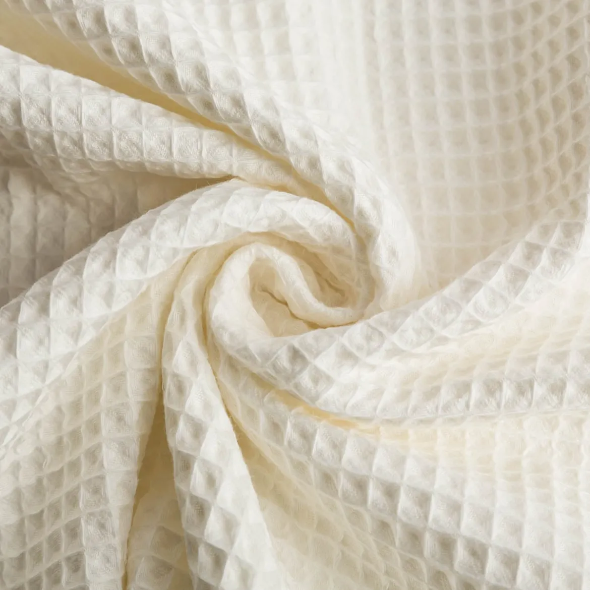 Bekleidungsstoff Waffelpique Baumwolle uni creme 1,50m Breite