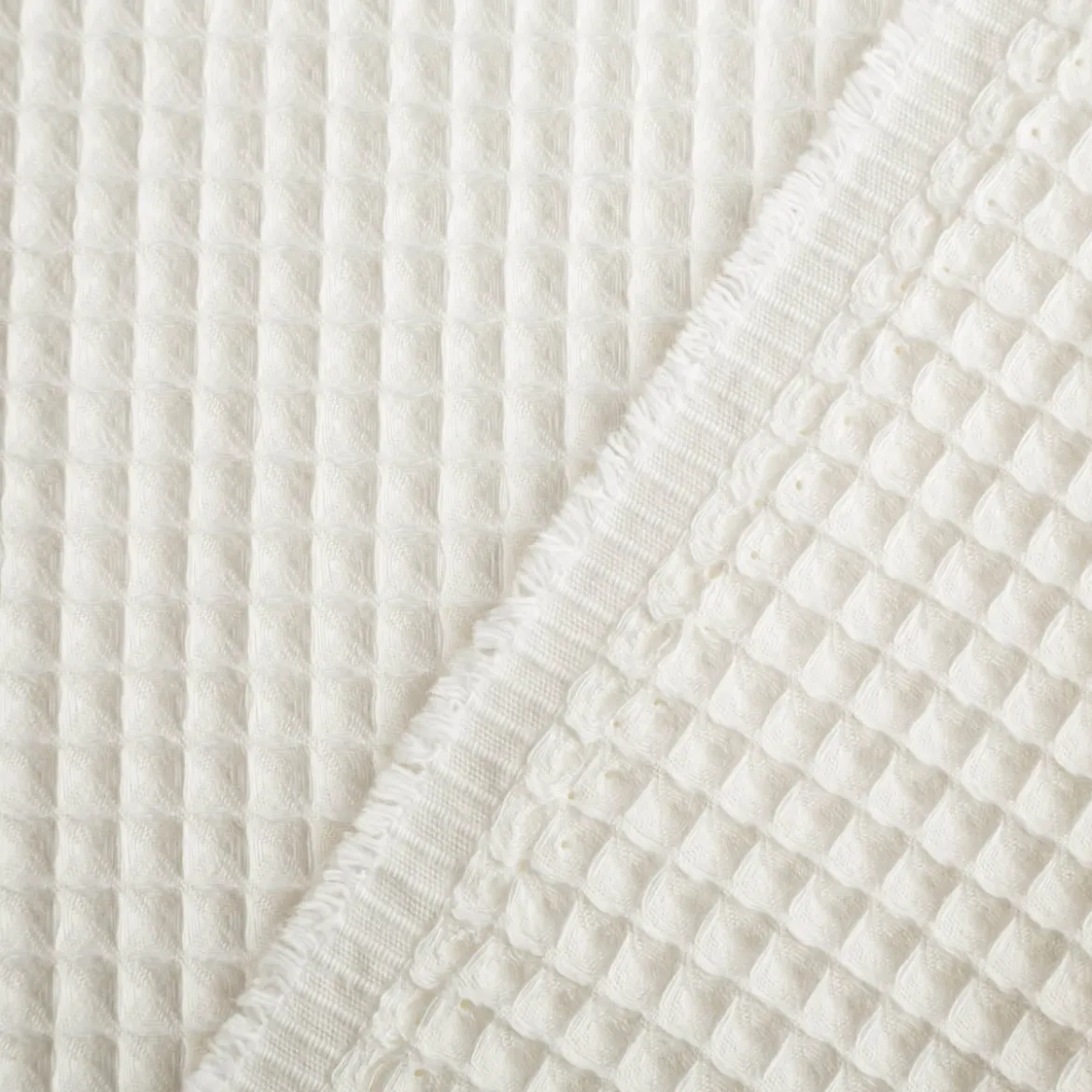Bekleidungsstoff Waffelpique Baumwolle uni creme 1,50m Breite