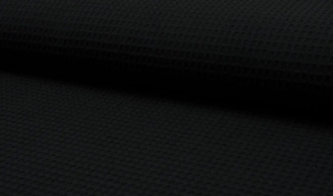 Bekleidungsstoff Waffelpique Baumwolle uni schwarz 1,50m Breite