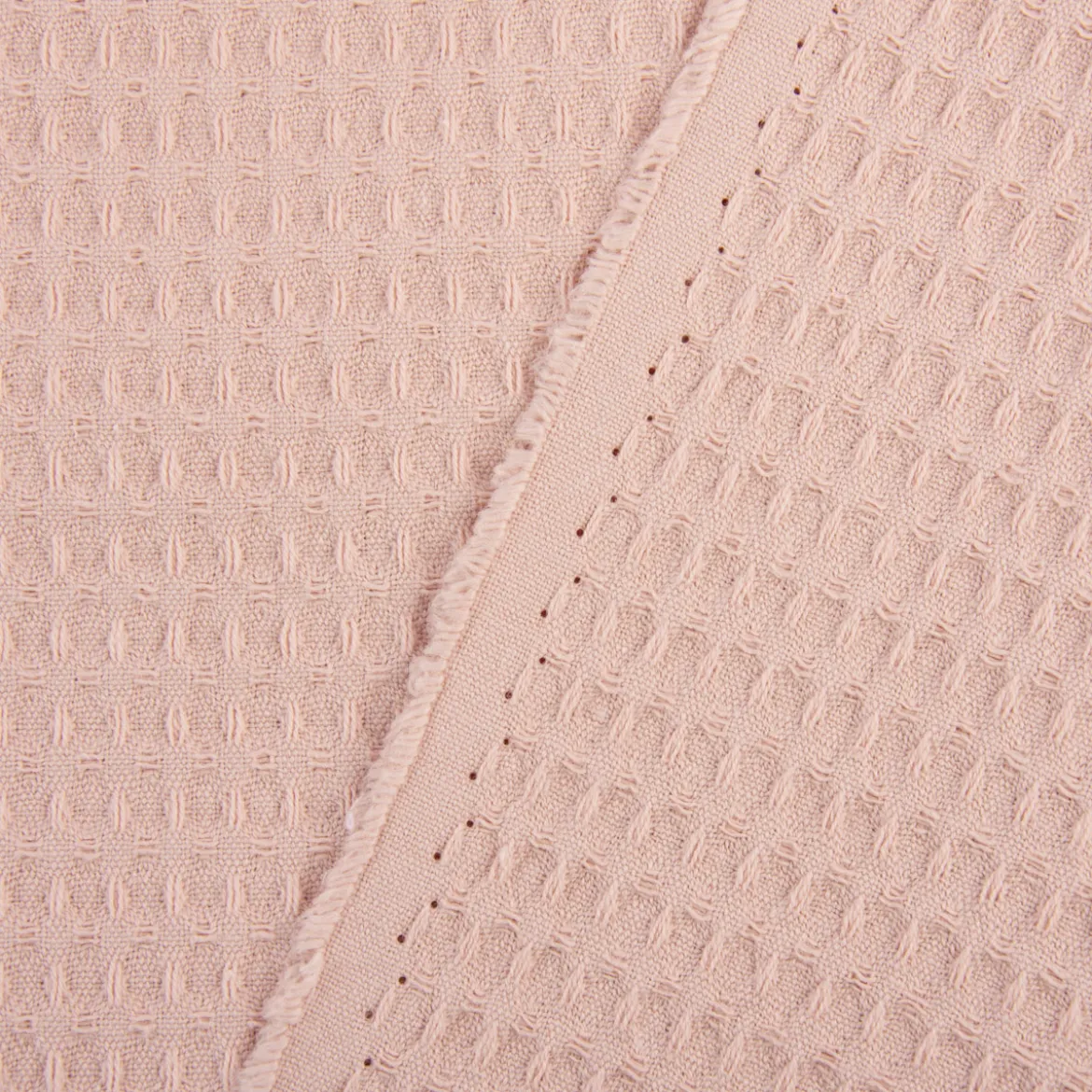 Bekleidungsstoff Waffelpique Baumwolle uni lachsrosa 1,45m Breite