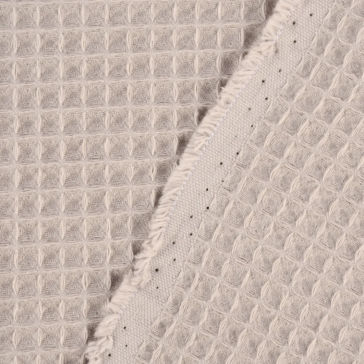 Bekleidungsstoff Waffelpique Baumwolle uni taupe 1,45m Breite
