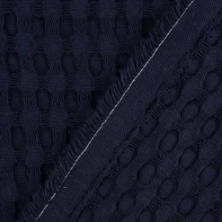 Bekleidungsstoff Waffelpique Big Waffle Baumwolle uni dunkelblau 1,45m Breite