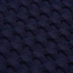 Bekleidungsstoff Waffelpique Big Waffle Baumwolle uni dunkelblau 1,45m Breite