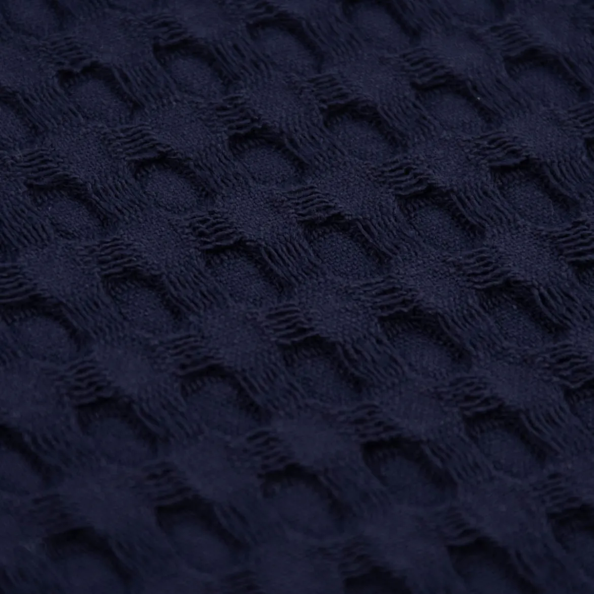 Bekleidungsstoff Waffelpique Big Waffle Baumwolle uni dunkelblau 1,45m Breite