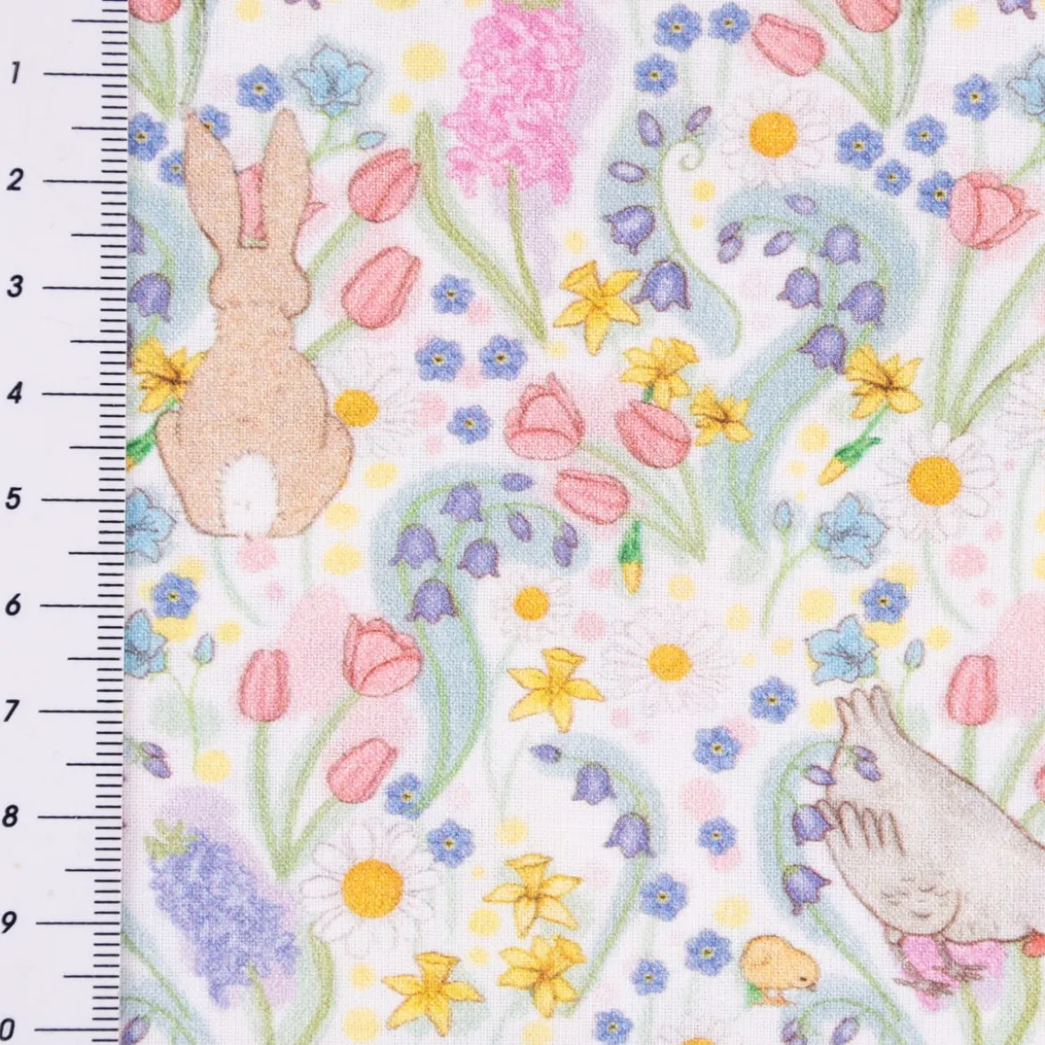 Belle & Boo Bio Baumwollstoff Popeline Spring Chickens weiß 1,46m Breite