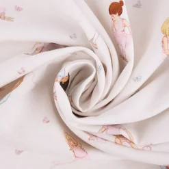 Belle & Boo Bio Baumwollstoff Popeline Ballet creme rosa hellblau 1,46m Breite