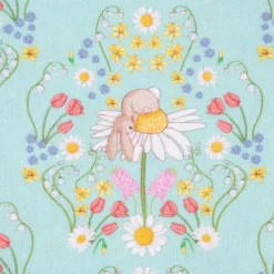 Belle & Boo Bio Baumwollstoff Popeline Bunny Damask türkis rosa weiß 1,46m Breite