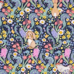 Belle & Boo Bio Baumwollstoff Popeline Spring Chicken dunkelblau 1,46m Breite