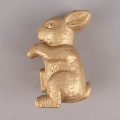 Übertopf mit Hase Zement weiß goldfarbig 14x19cm