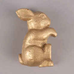 Übertopf mit Hase Zement weiß goldfarbig 14x19cm