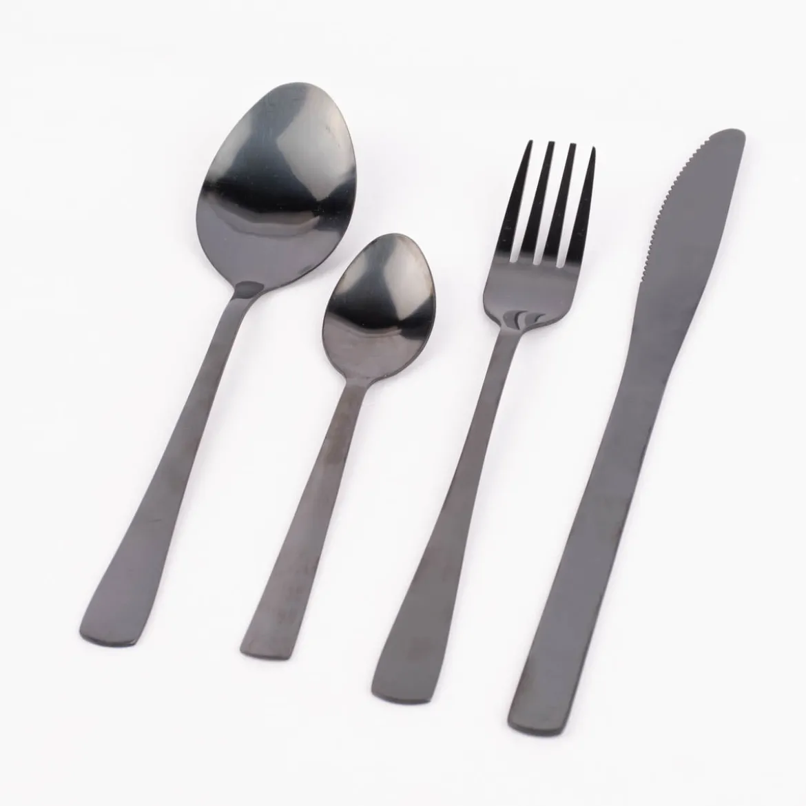 Besteck-Set Dinnerbesteck anthrazit 16teilig