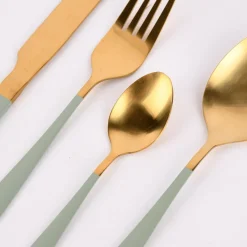 Besteck-Set Pastell Duo goldfarbig lachs mint oder grau goldfarbig 16teilig