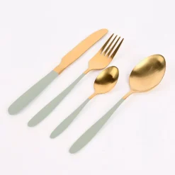 Besteck-Set Pastell Duo goldfarbig lachs mint oder grau goldfarbig 16teilig