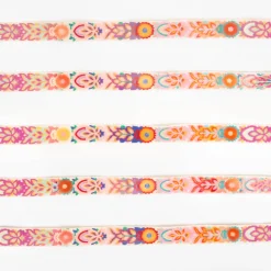 Bestickte Blumenborte Boho ecru bunt 5cm Breite