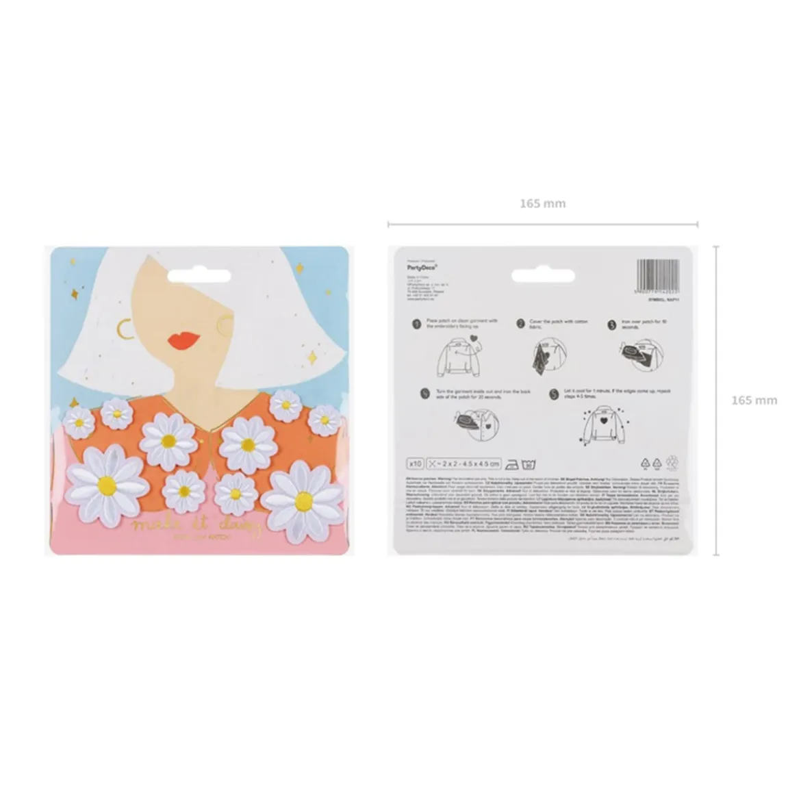 Bügelmotiv Set Gänseblümchen Blume 10 Stück weiß gelb verschiedene Größen