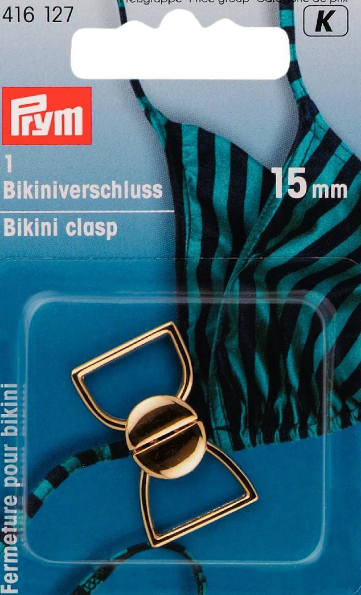 Bikiniverschluss MET goldfarbig 15 mm