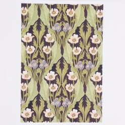Bild Blumenwiese Papier schwarz grün rosa blau A4 30x21cm