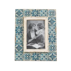Bilderrahmen Holz Ornament blau Vintage 20x25cm
