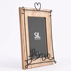 Bilderrahmen Love Holz Draht natur schwarz 15x22,5cm