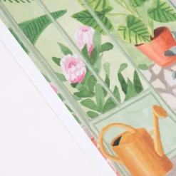 Bild Garten Fahrrad Papier grün grau rosa A4 30x21cm