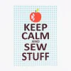 Bild Keep Calm kariert Apfel Retro Papier weiß blau braun A4 30x21cm