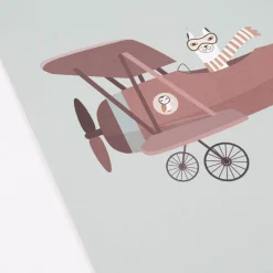 Bild Lama Flugzeug Papier blau lila weiß A4 30x21cm