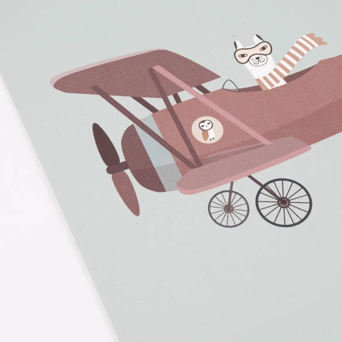 Bild Lama Flugzeug Papier blau lila weiß A4 30x21cm