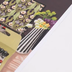 Bild Schreibmaschine Blumen Papier schwarz grün bunt A4 30x21cm