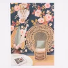 Bild Sessel Blumen Federn Papier dunkelblau gelb rosa A4 30x21cm