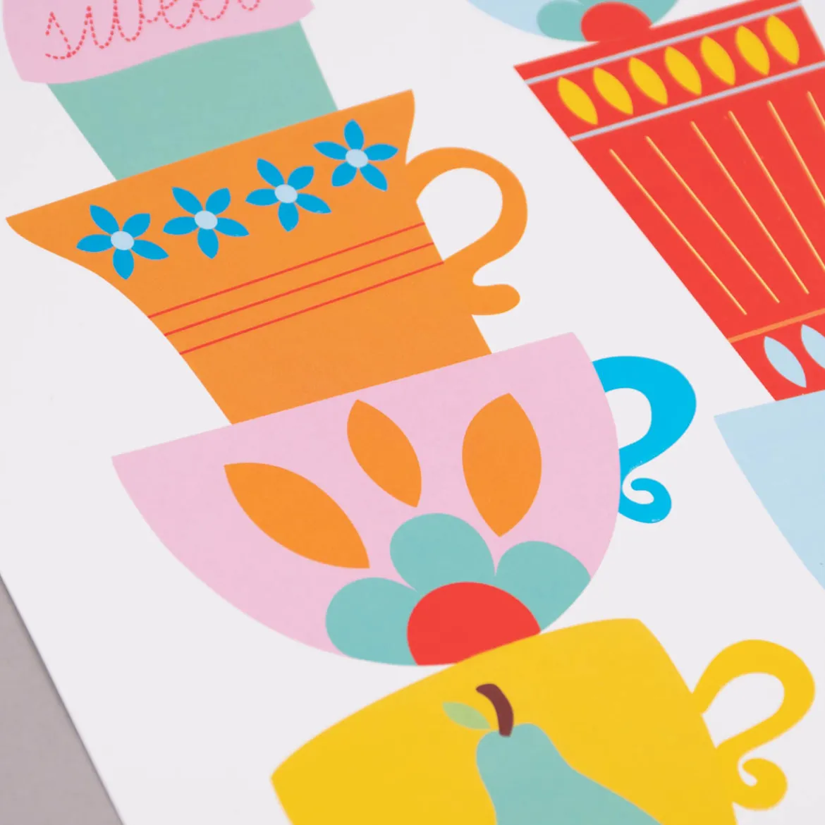 Bild Tassen Retro Papier weiß bunt A4 30x21cm