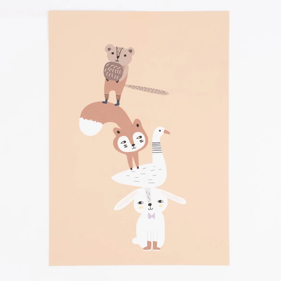 Bild Tiere Papier hellbraun weiß braun A4 30x21cm