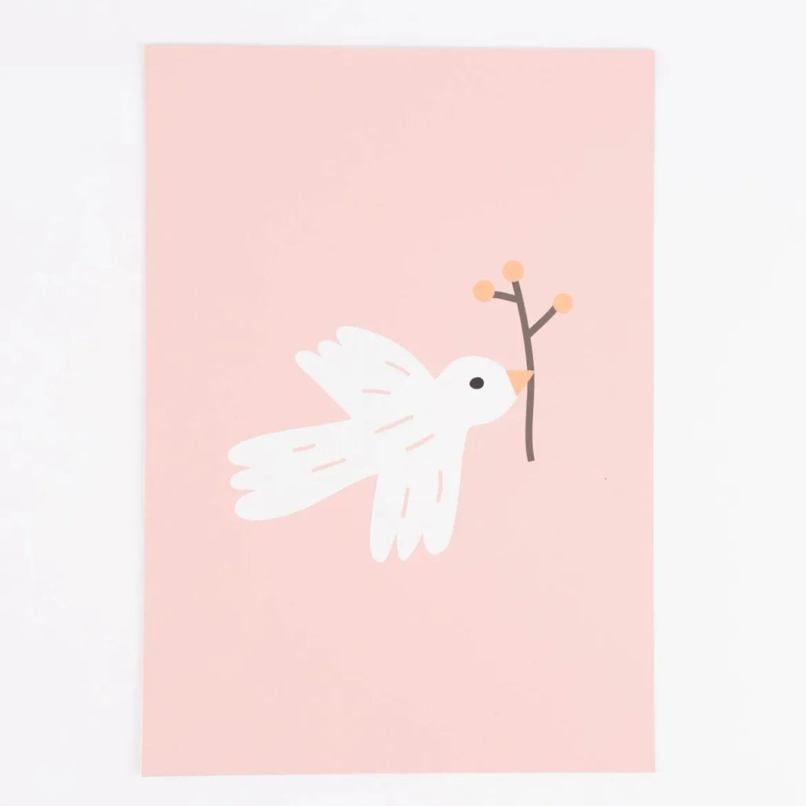 Bild Vogel Zweig Papier rosa weiß schwarz A4 30x21cm