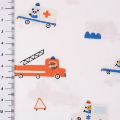 Bio Baumwollstoff Popeline Organic Kinderstoff Car Fire Feuerwehr Polizei Krankenwagen blau 1,50m Breite